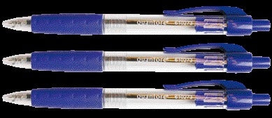 Balpen Quantore rubberen grip drukknop blauw