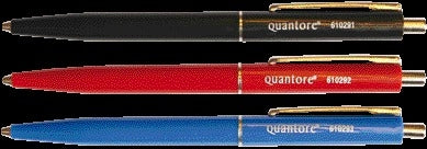 Balpen Quantore drukknop met metalen clip blauw - 2