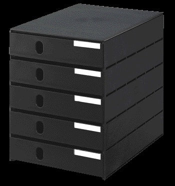 Ladenbox Styroval 5-laden zwart, gesloten, gerecycled