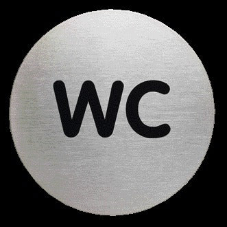 Informatiebord Pictogram Durabel WC Rond Ø 83 mm Geborsteld RVS