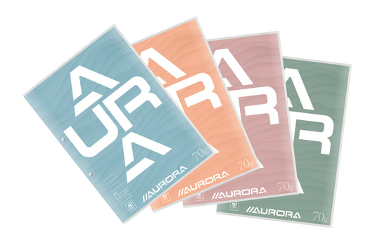 Aurora A4 cursusblok, 2 gaten, 200 pagina's, 70 g/m²
