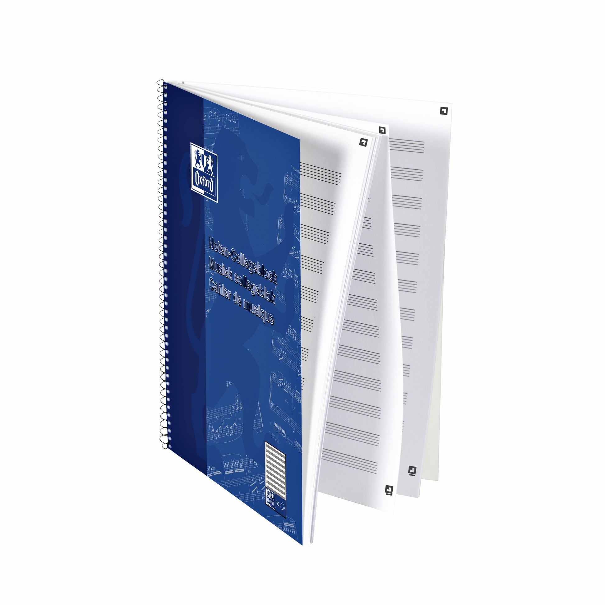 Collegeblok Oxf A4+ muziek 4 gaten 50 vel 80 g blauw - 3