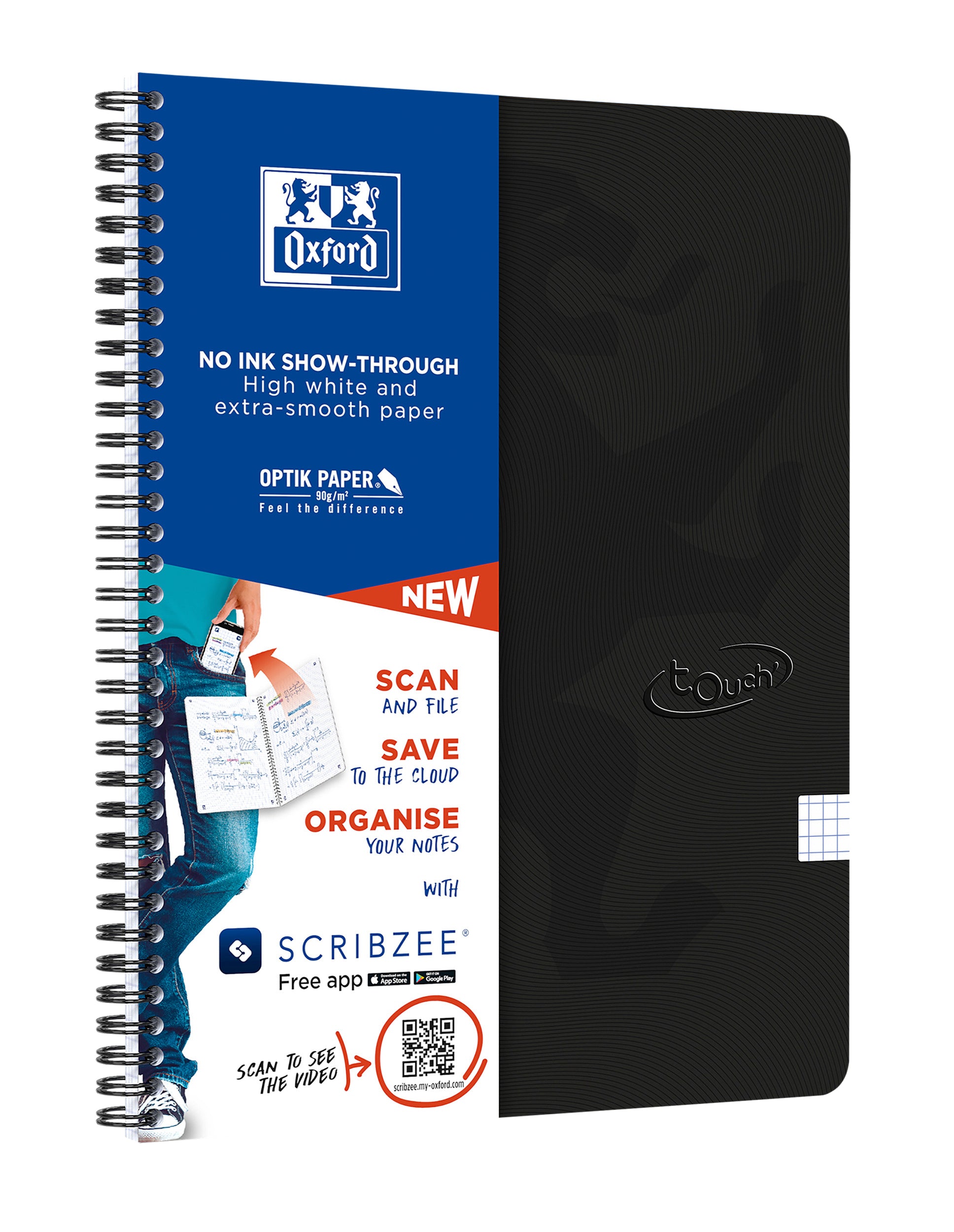 Oxford Touch A4 spiraalblok ruit 5mm 140 pagina's - 3