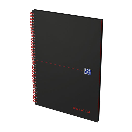 Spiraalnotitieboek Oxf Black n' Red A4 140 blad 80 g/m²
