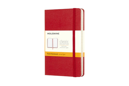 Pocket Moleskine notitieboekje 90x140mm, gelinieerd, rood hardcover