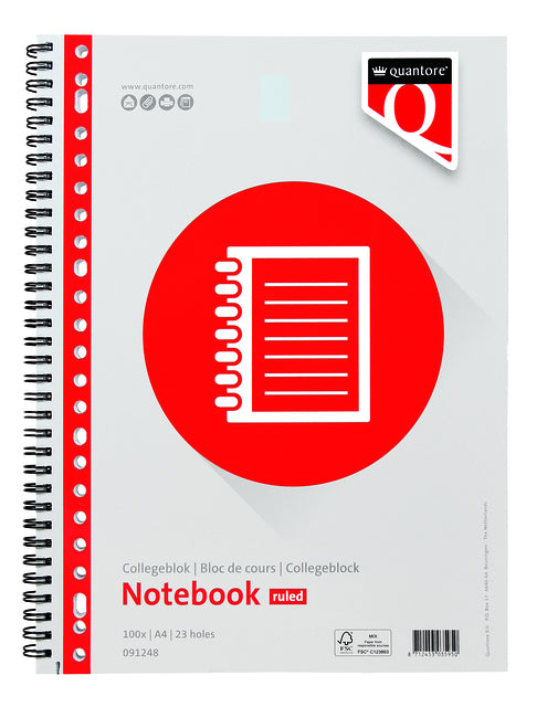 Quantore A4 Collegeblok Ruit 23-gaats 100vel 70g