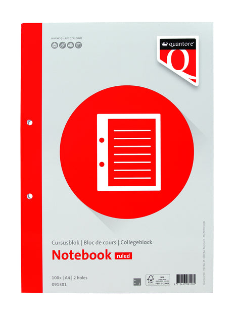 Quantore A4 Lijnblok met Kantlijn 100vel FSC