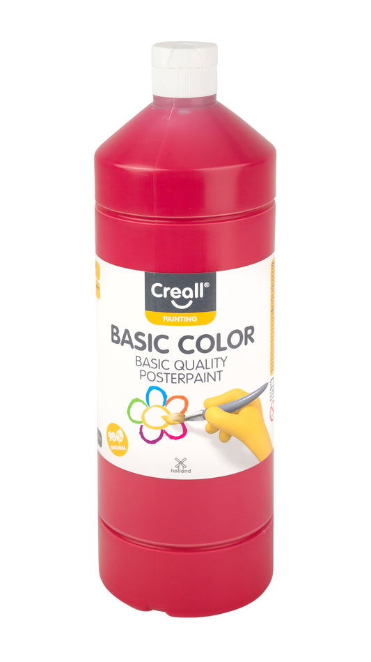 Creall Basic Plakkaatverf Rood 1000ml - Waterbasis, Natuurlijk en Gebruiksklaar
