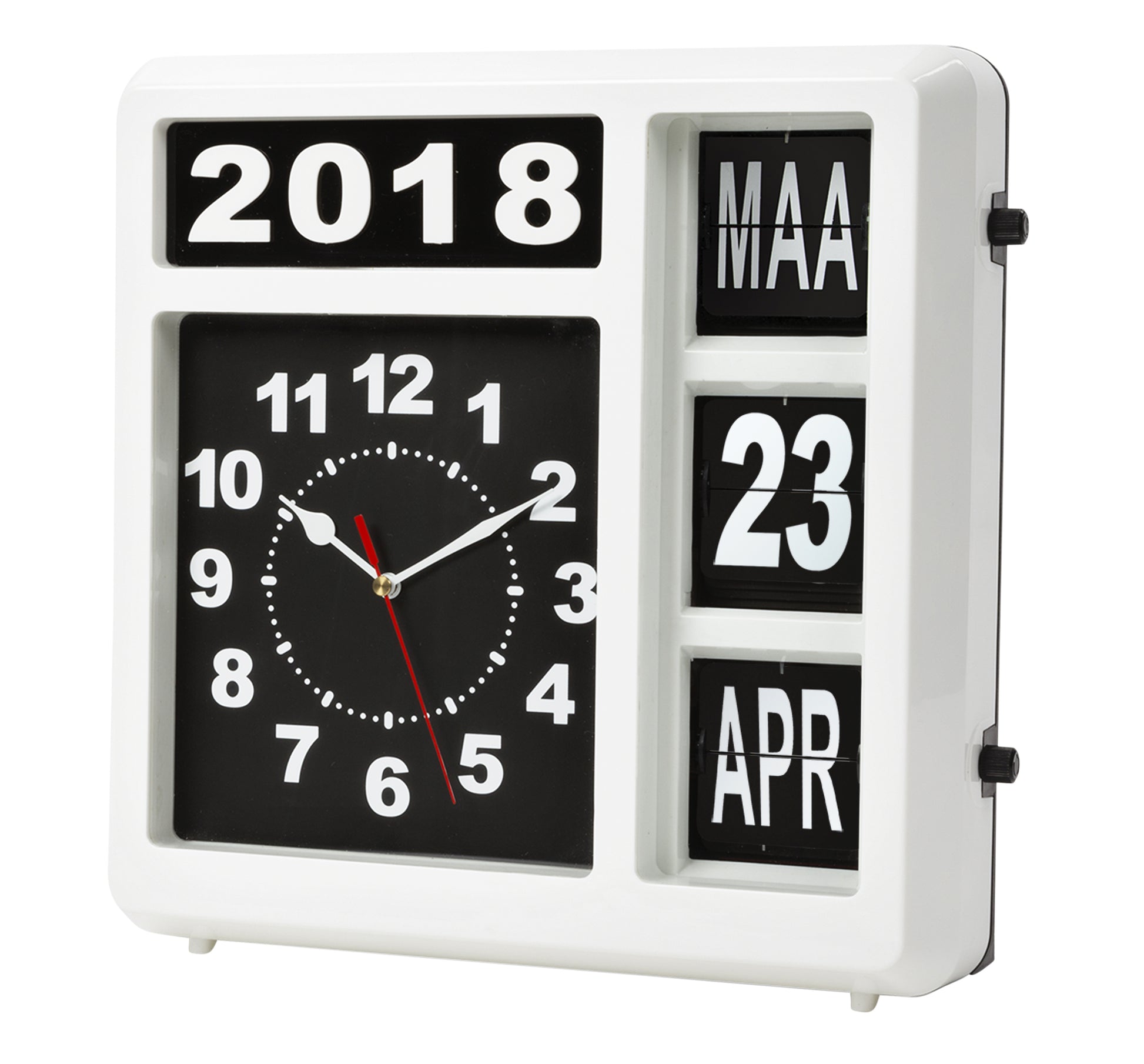 Wandklok Perel Flipover met Kalender, 31 cm - 2