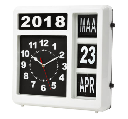 Wandklok Perel Flipover met Kalender, 31 cm - 2