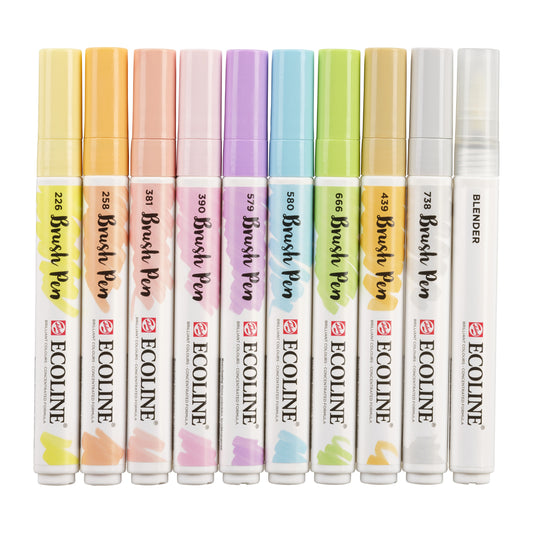 Talens Ecoline Pastel Brush Pen Set 10 kleuren