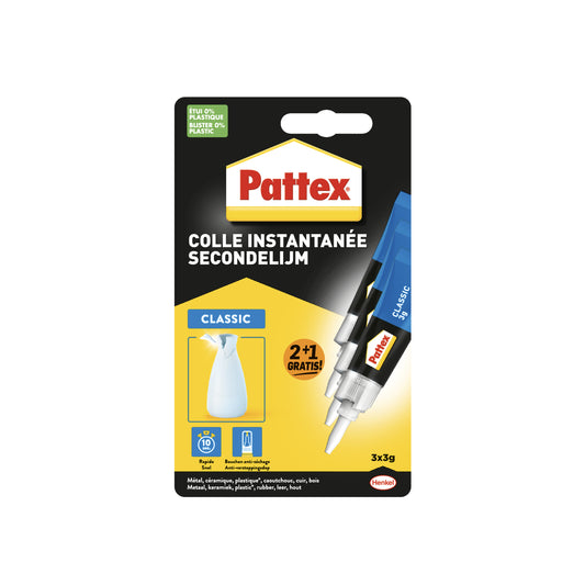 Secondenlijm Pattex Classic 3 gram 2+1 voordeelpak