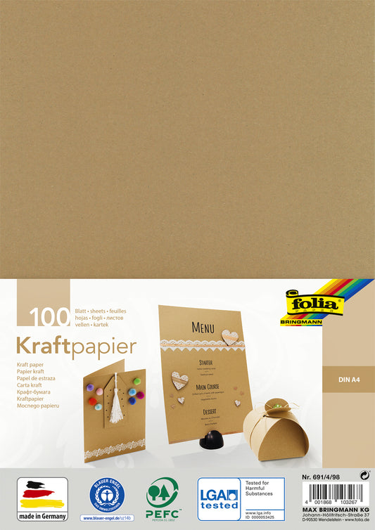 Folia A4 Kraftpapier 120gr, 100 Vel