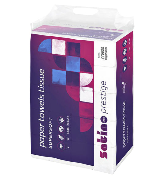 Satino Prestige PT2 Vouw Handdoek, 2-laags, 20,6x32cm, wit
