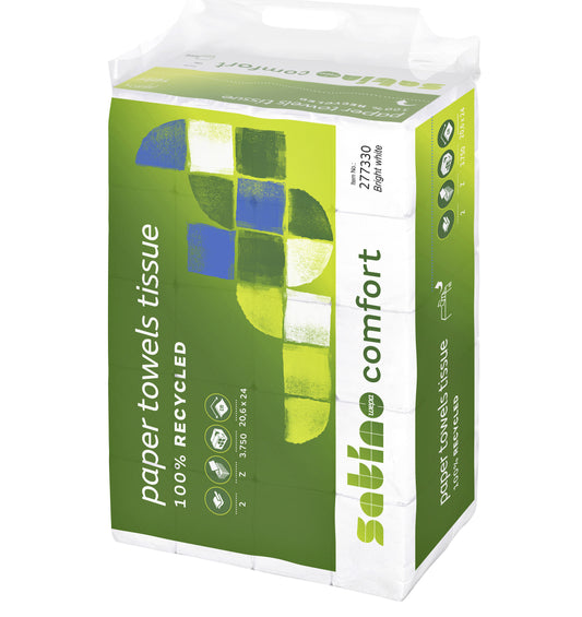 Satino Comfort PT2 Vouw Handdoek, 2-laags, wit, 20,6x24cm, 25 pakjes