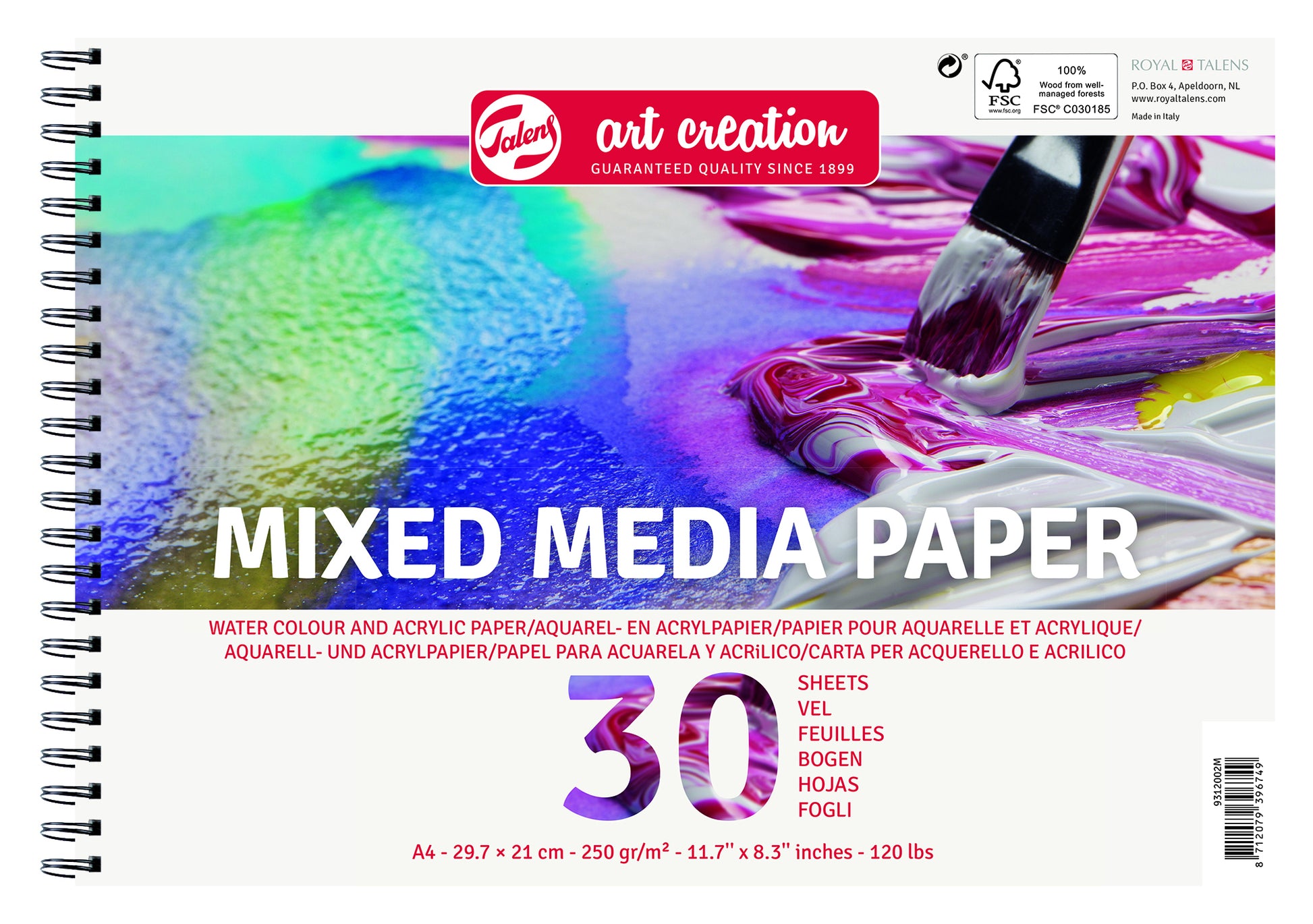 Talens Art Creation Mixed Media Papier A4, 250 g/m², 30 vellen