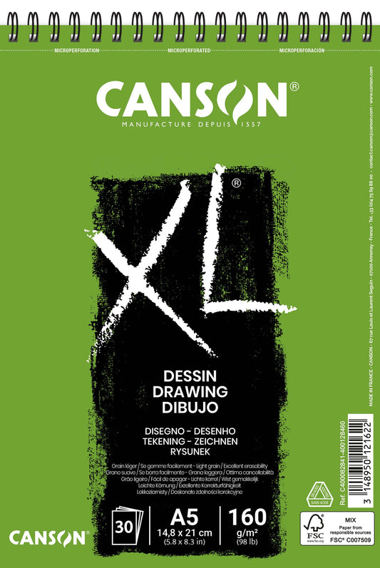 Tekenblok Canson XL Dessin A5 30 vellen 160g spiraal