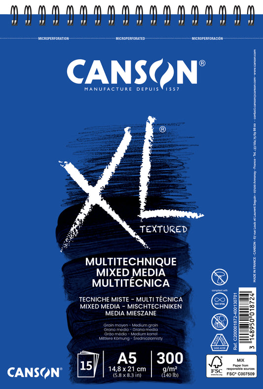 Aquarelblok Canson XL Mix Media A5 300 g/m² Spiralen