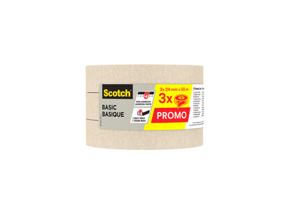 Afplaktape Scotch Basic 24 mm x 50 m, 3 rollen - 2