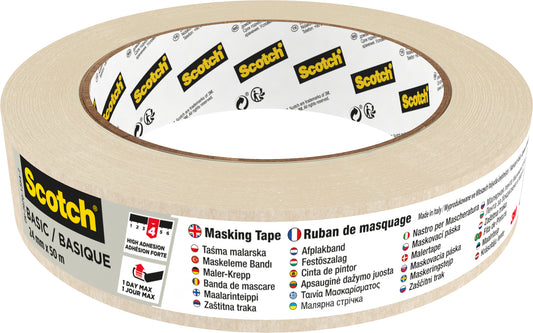 Scotch Basic Afplaktape 24mmx50m beige voor algemeen gebruik