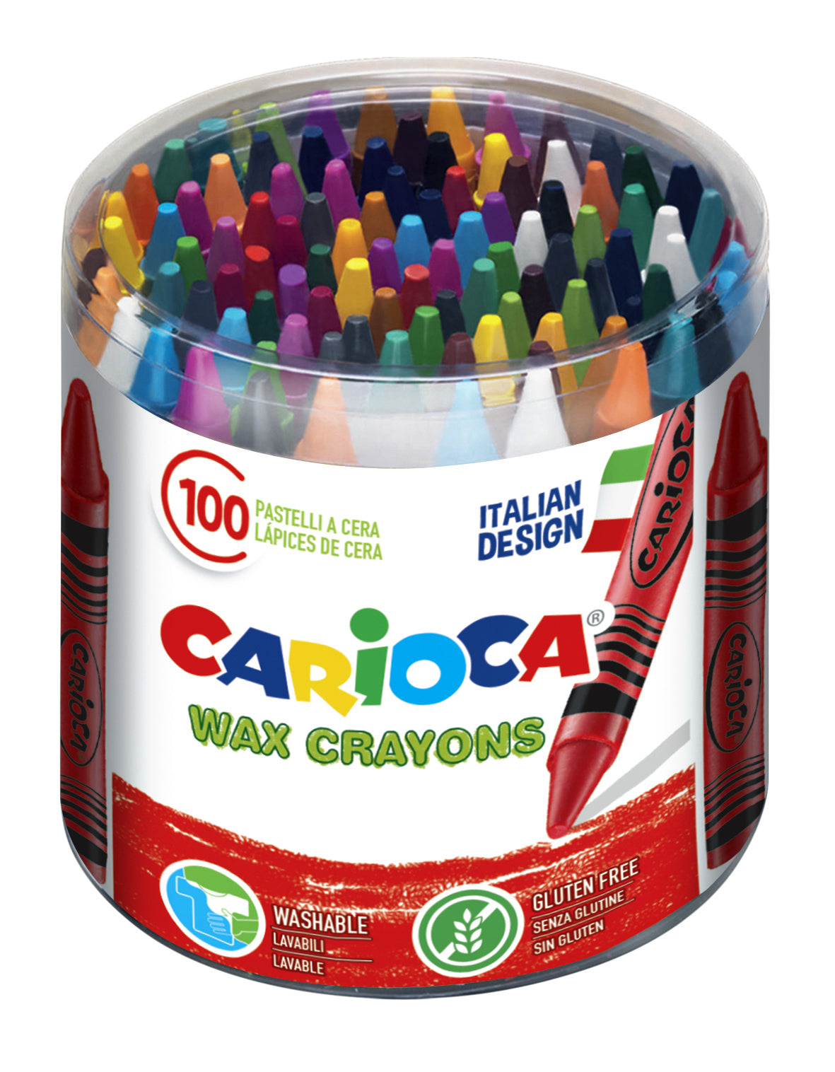 Waskrijt Carioca Maxi in kunststof pot 100 stuks assorti