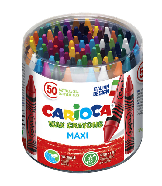 Carioca Maxi Waskrijt in plastic pot, 50 stuks