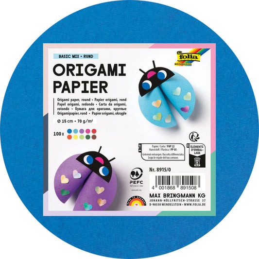 Folia Origami papier 70 gram 15cm diameter, 100 vellen assorti