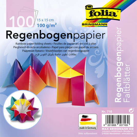 Folia vouwblaadjes 100g 15x15cm regenboog