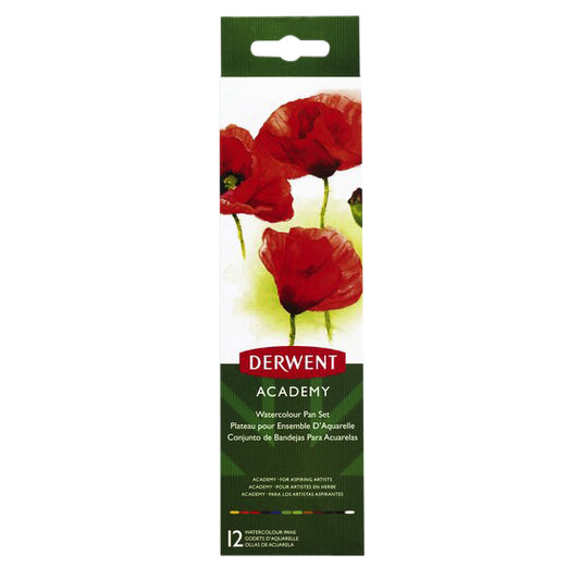 Derwent Waterverf 12 kleuren assorti, inclusief penseel en mengschaaltjes