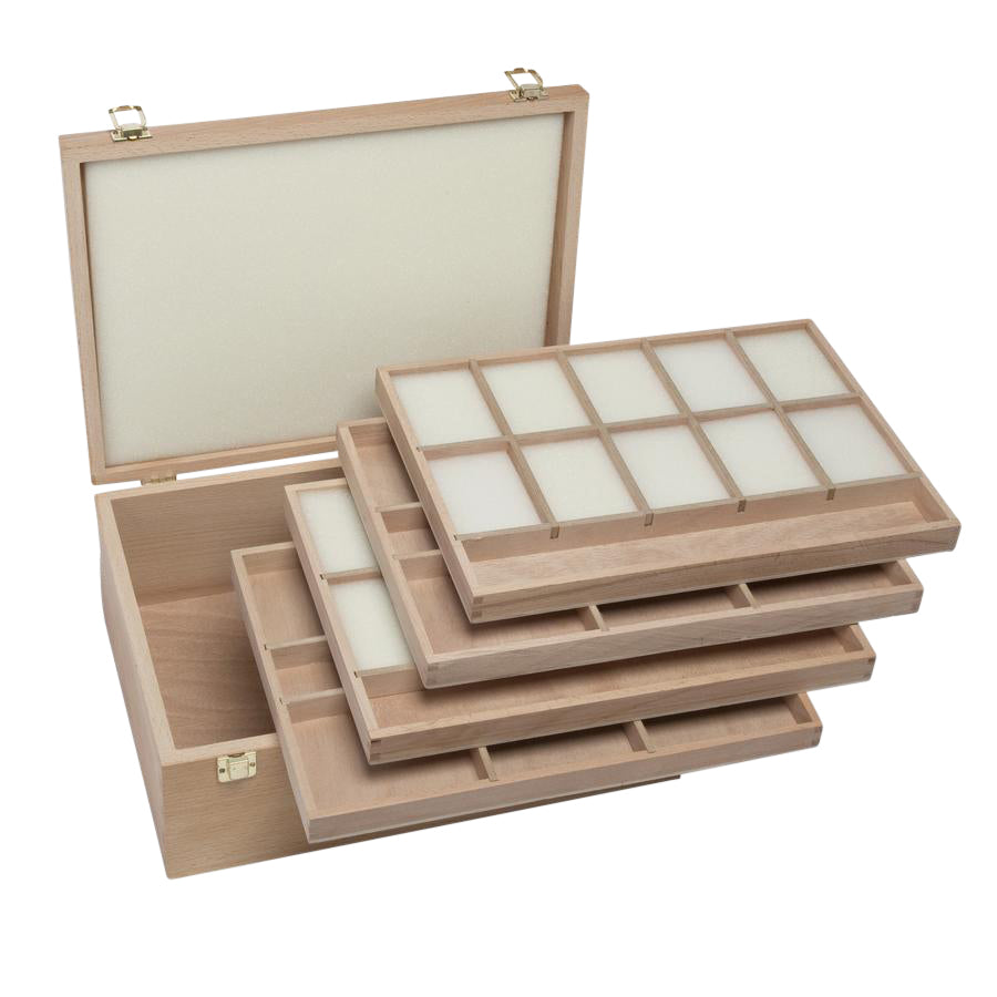Beukenhouten Pastelkist Conda 4 trays 35x26cm
