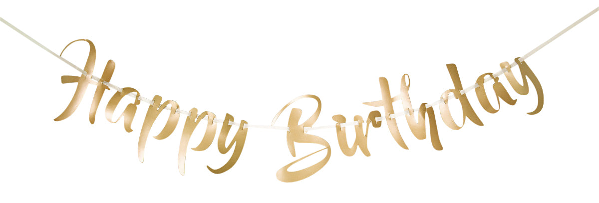 Gouden Happy Birthday letterslinger 1 meter
