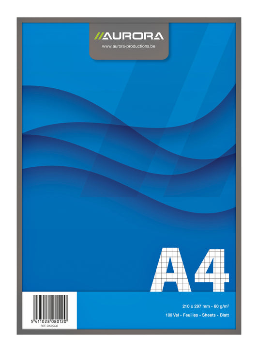 Schrijfblok Aurora A4 ruit 5x5 mm 100 blad 60 g/m²