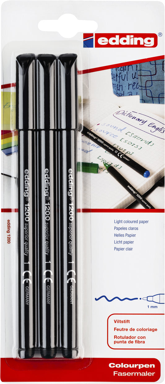 Edding 1200 F zwart fineliner, 1 mm punt