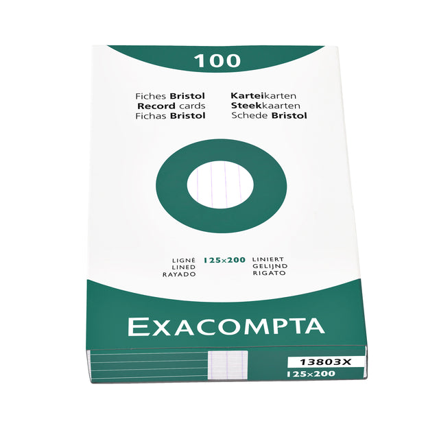 Exacompta Systeemkaart 125x200mm, gelijnd, wit, 100 stuks