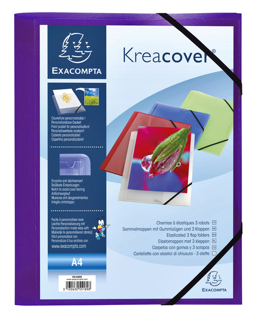 Elastomap Exacompta Kreacover A4 3-klep PP Assorti Kleuren - 6