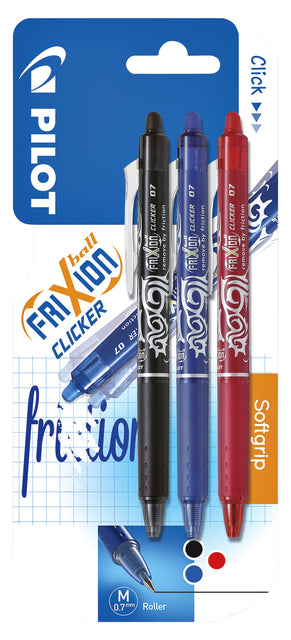 Rollerpen PILOT FriXion Clicker M Assorti 3 Stuks