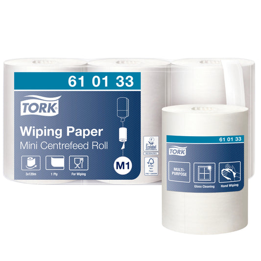 Wit Tork M1 Centerfeed Poetspapier 3 rollen voor lichte reiniging