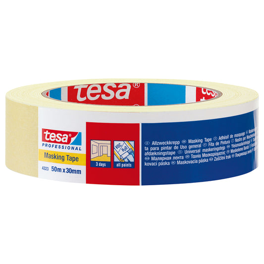 Afplaktape Tesa 4323 19mm x 50m Crème