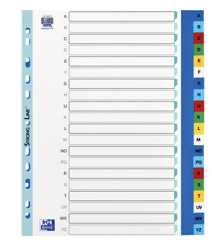 Oxford A4+ 11-Ringen PP Tabbladen, Kleur, 20 Dlg, A-Z
