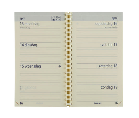 Agenda 2025 Brepols Opt Pocket Palermo, 1 week per 2 pagina’s, 9x16cm