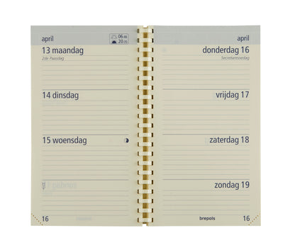 Agenda 2025 Brepols Opt Pocket Palermo, 1 week per 2 pagina’s, 9x16cm - 2