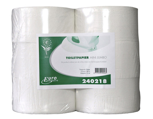 Toiletpapier Euro Products Q5 Mini Jumbo 2-laags 180m wit