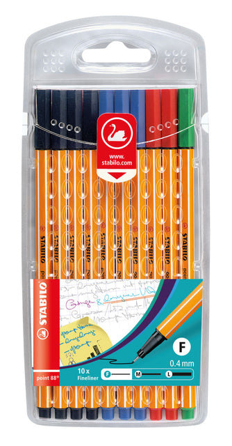 Stabilo Point 88 Office Fineliner 0,4mm Assortiment, 10 Stuks