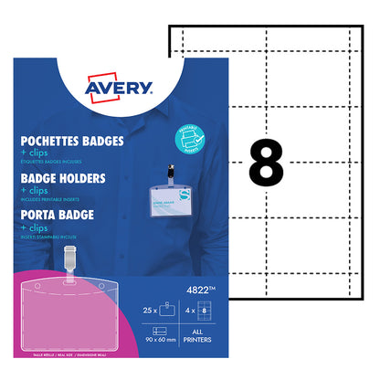 Avery Badgehouder 4822 met Clip en Insteekkaarten 60x90mm - 2