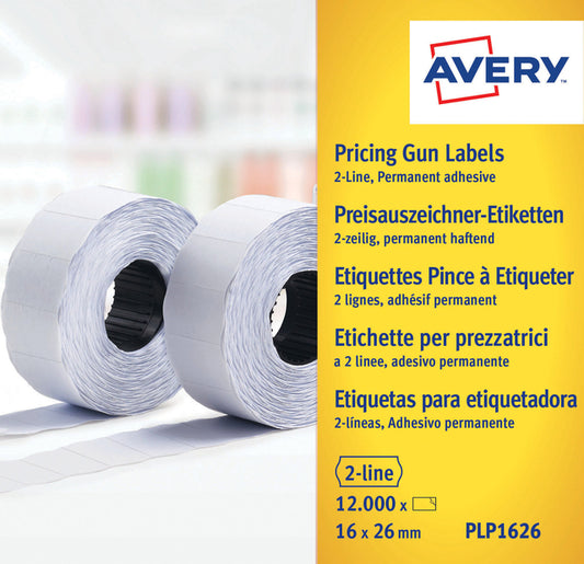 Prijsetiketrol Avery 16x26mm, 10 rollen, 1200 stuks, wit