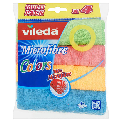 Microvezeldoek 4 kleuren, 30x30cm, herbruikbaar
