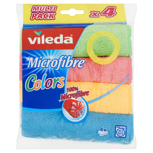 Microvezeldoek 4 kleuren, 30x30cm, herbruikbaar