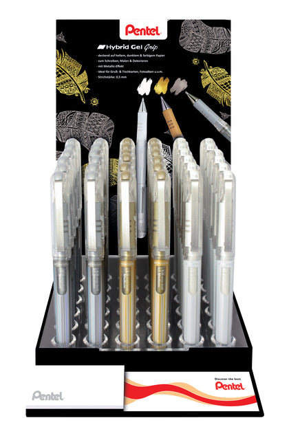 Pentel K230M metallic assorti gelroller met grote punt en rubber grip