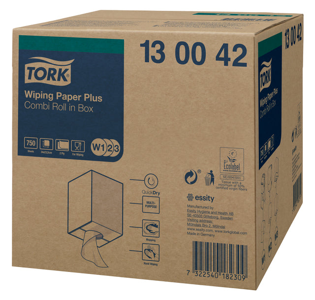 Poetspapier Tork Wiping Plus Combi W1/2/3 wit 255 meter - 3