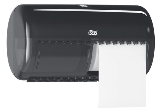 Toiletpapierdispenser Tork T4 twin verticaal zwart